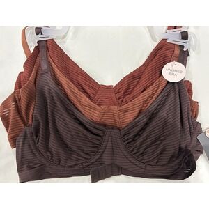 Danskin Intimates Unlined Underwire Bras 3-Pack‎ Dark Neutral Colors NWT - 34B